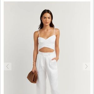 Dissh ZUMA WHITE LINEN WRAP CROP